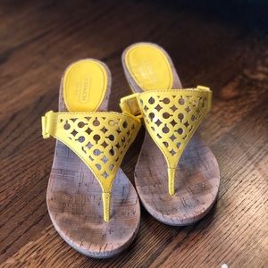 Coach yellow wedge sandals